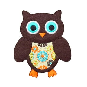 Large Brown Retro Owl - Bird - Iron on Applique/Embroidered Patch