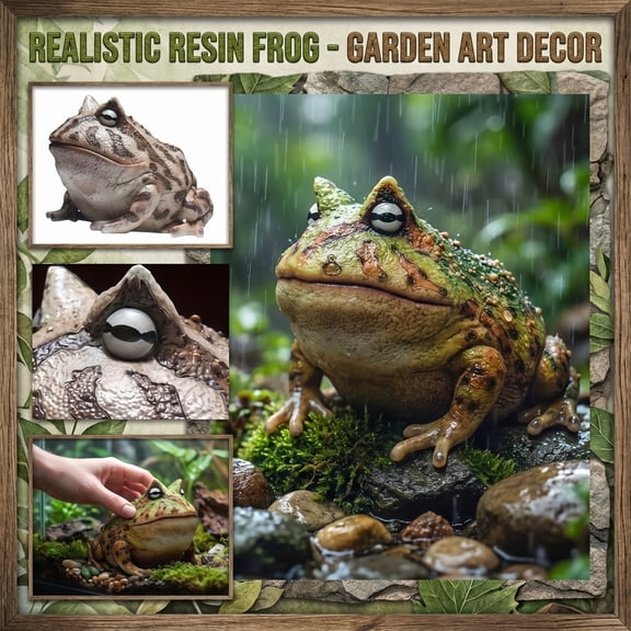 Large Brown Spotted Toad Garden Statue, Large Size Resin Frog Figurine Decor for Outdoor Patio Yard Lawn Home Porch Add Whimsical Accent to Your Space
