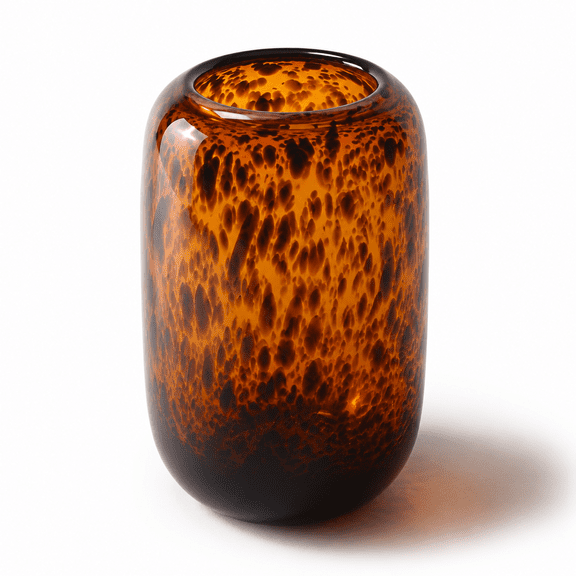 Large Brown Tortoise Shell Pattern Hand Blown Glass Decorative Vase for Home Decor