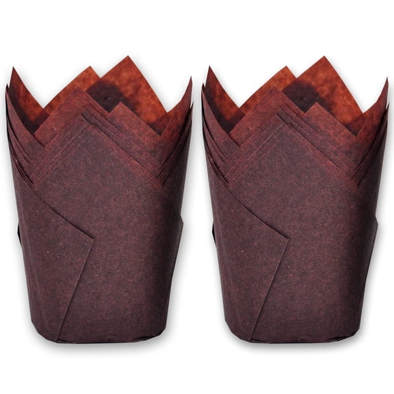 Large Brown Tulip Baking Cups, 2-1/4 Inch Base Diameter x 4 Inch Wall Height