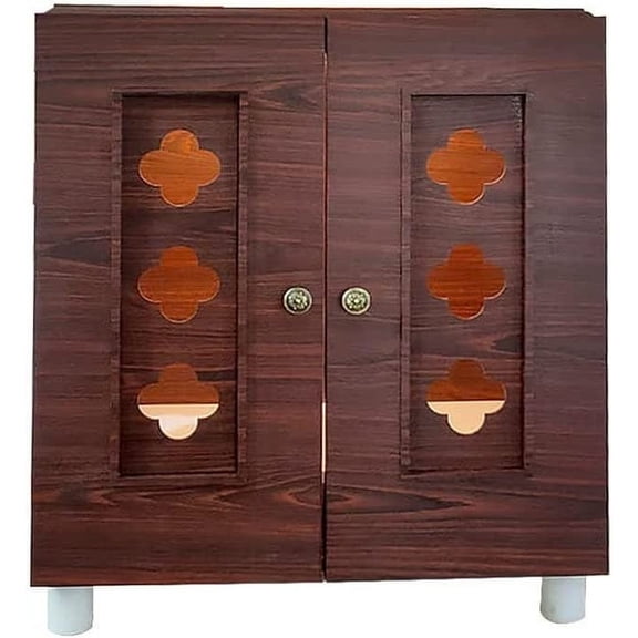 Large Brown Wooden Cabinet Mandir With LED Lights/ Mandir For Home & Office / Temple For Home / Pooja Ghar / Mandir With Lights / Storage