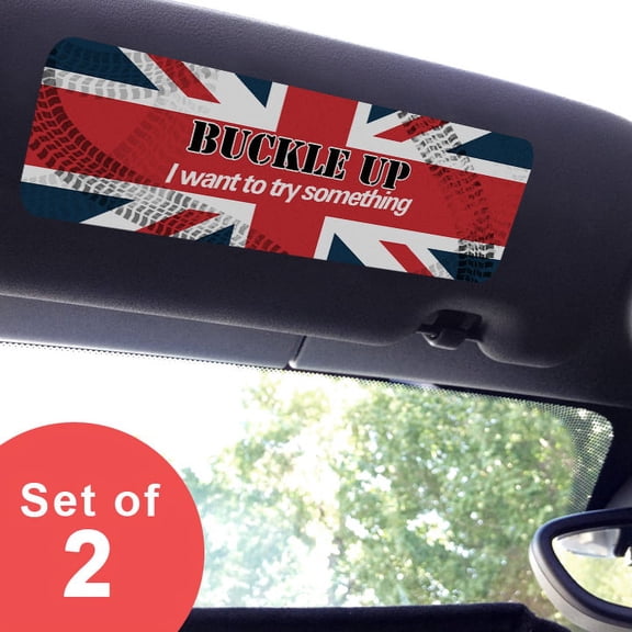 Large - Buckle Up I Want to Try Something - Visor Sticker Set for MINI Cooper