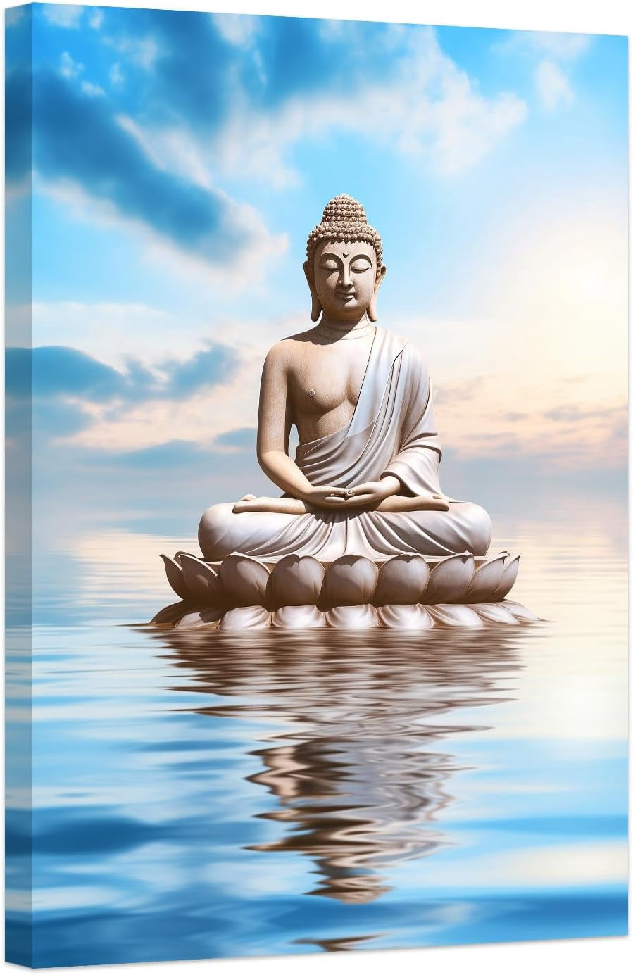 Large Buddha Statue Canvas Wall Art Buddha Statue Meditating on Lotus ...