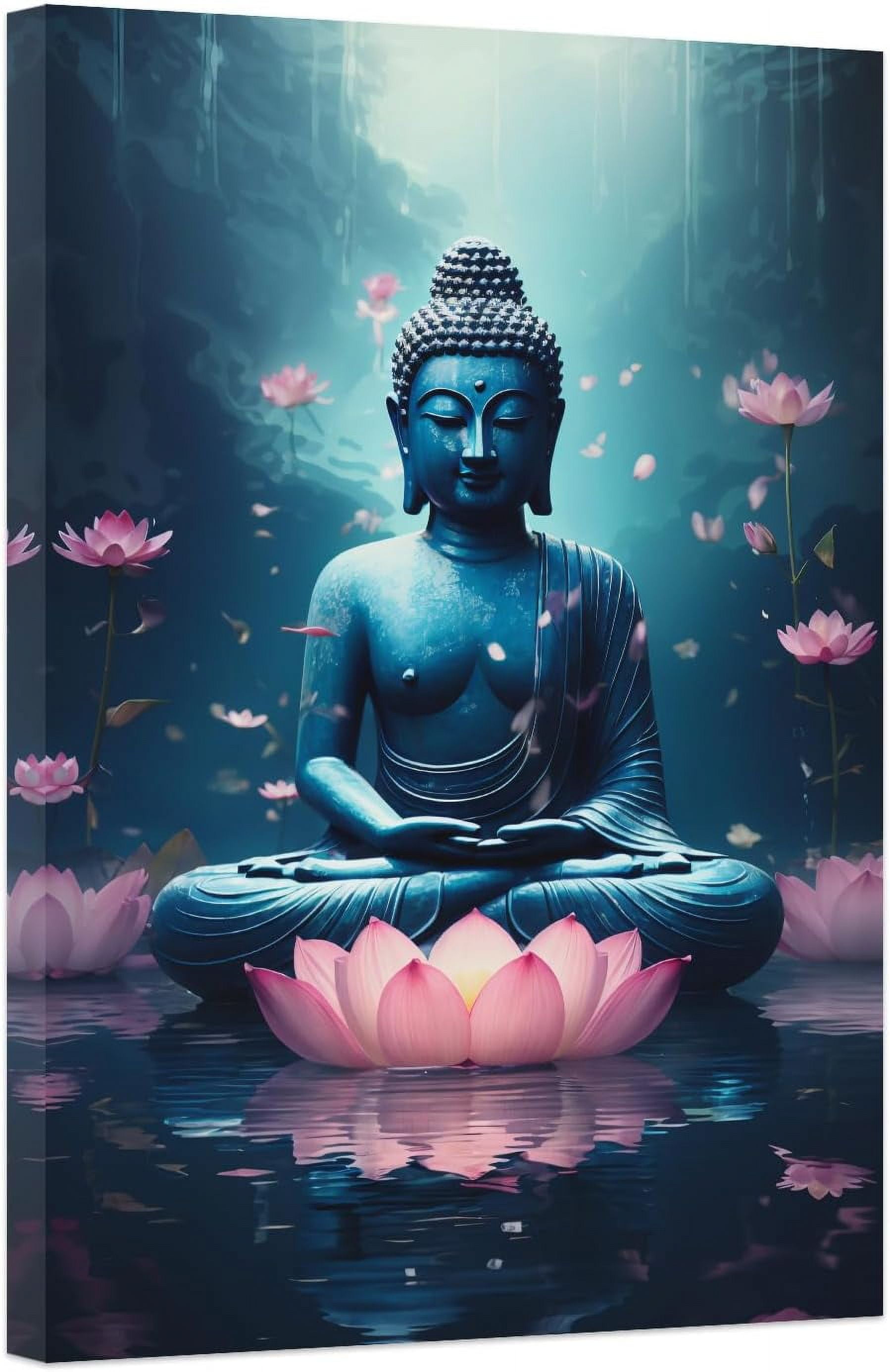 Large Buddha Statue Canvas Wall Art Buddha Statue Meditating on Lotus Zen  Wall Decor for Home Decor Framed(Buddha-2 12 * 18inch) - Walmart.com, image size:1798x2772