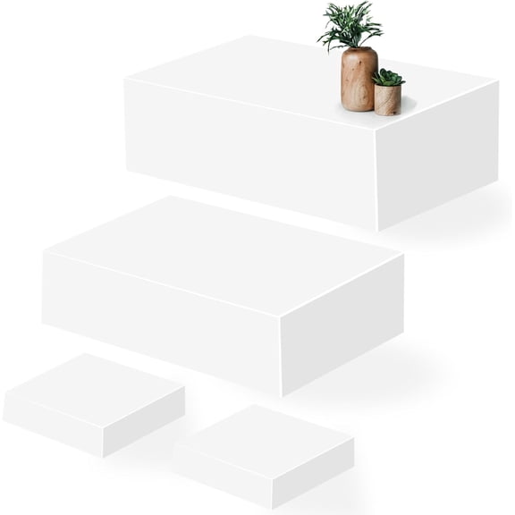 Large Buffet Risers Set of 4, 7.5" to 16" Display Stands | White Acrylic Food for Party, Dessert Table, and Catering, Nesting Stackable