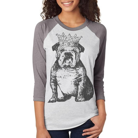 Large Bulldog Crown Unisex Raglan T Shirt