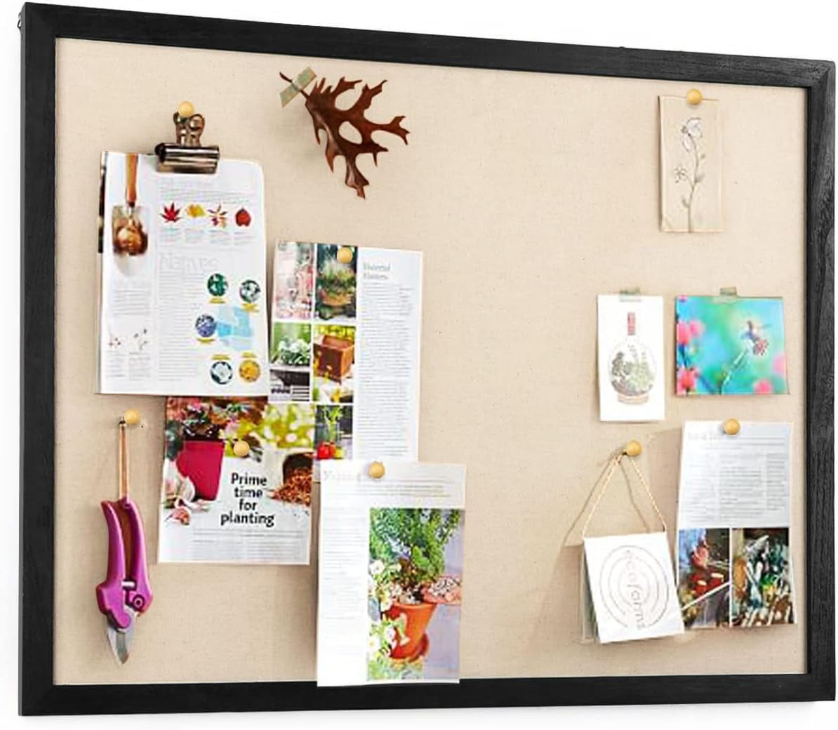 Large Bulletin Board 23x18 inch with Linen Wood Bo