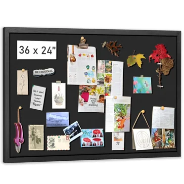 Large Bulletin Board, 36 "x 24" Cork Boards for Walls with Black Frame, Pin Display Board Vision Board for Home School Office Decor