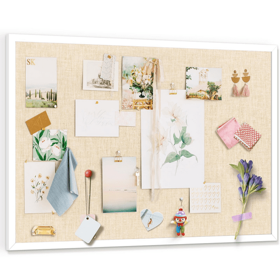 Large Bulletin Board, 36 "x 24" White Cork Boards for Walls with Frame, Pin Display Board Vision Board