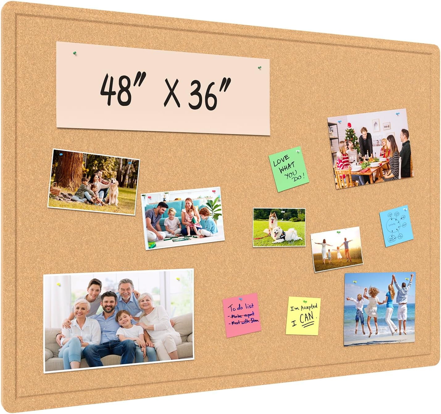 Large Bulletin Board - 48 X 36 Inches, Decorative Felt Pin Board For - View #9