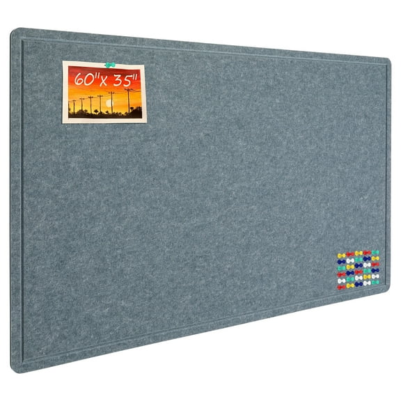 Large Bulletin Board, 60 X 35 Inches Foldable Felt Bulletin Board Cork Board Alternative, Folding Photo Felt Board Self-Adhesive Vision Board with 36 PushPins