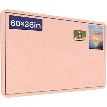 Large Bulletin Board 60" x 36" Felt Cork Board - Decor Pin Board, Pink | Cork Board Alternative for Wall, Foldable Self-Adhesive Vision Board Prayer Board with Pushpins for Home Office Classroom