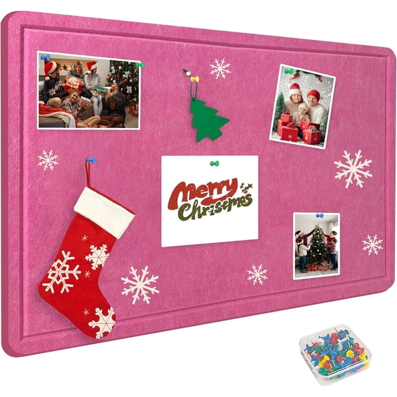 Large Bulletin Board - Foldable 24x18 Inches Cork Board Alternative with 20 Push Pins, Self-Adhesive Felt Bulletin Board for Wall, Home Office Classroom Decor Pink,24" x 18"
