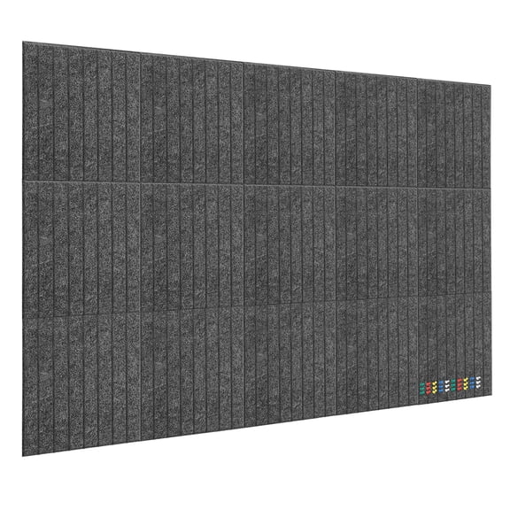 Large Bulletin Board for Walls, 15-Pack Felt Tiles with 30 Pushpins, 59" x 36" Cork Board Alternative, Grey