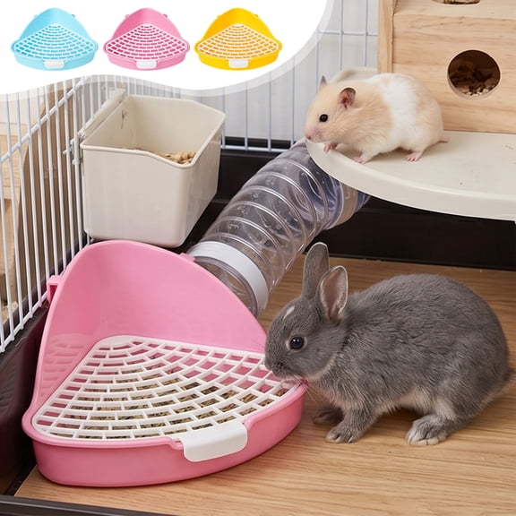 Large Bunny Litter Box Spill Proof Tip Firm Pet Toilet Tray • Non-Slip Base • Easy CleanResistant Pan for Rabbits Chinchillas Guinea Pigs