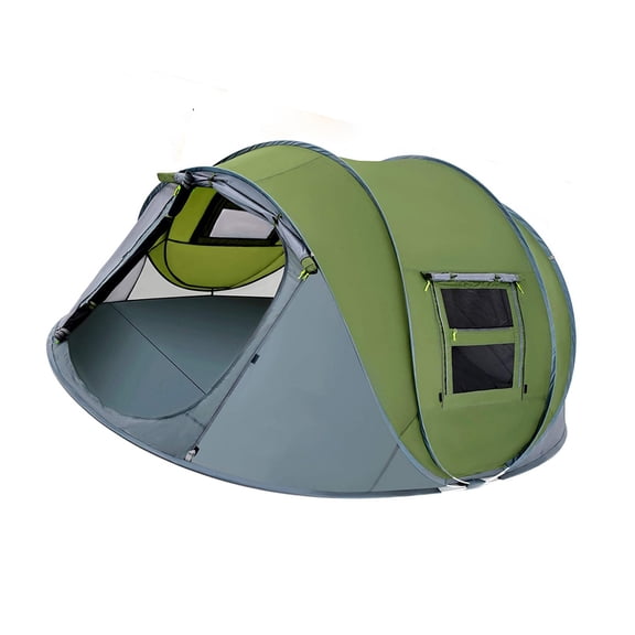Large Burst Up Tent with Immediate Setup Technology, Ventilated Net Doors, Permanent for 5-8 Backpackers.