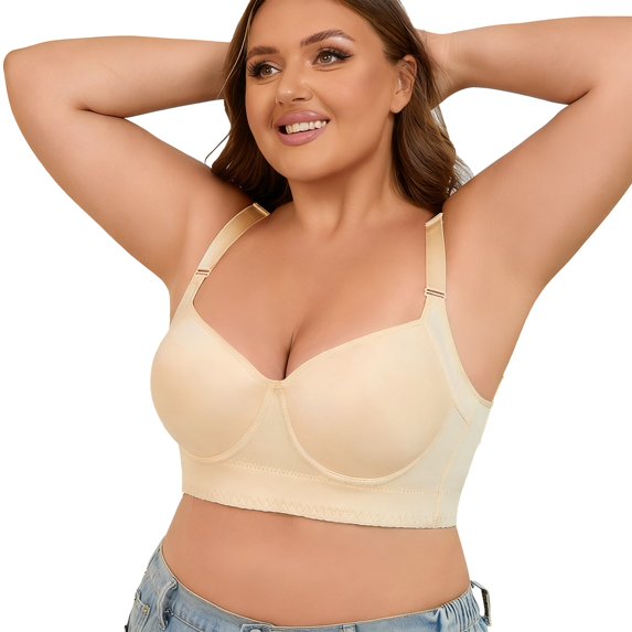 Large Bust Oversize Sticky Bra Push Up for Women High Support And Lift No Wire Soft Wireless Adjustable Supportive Womens Bras Beige