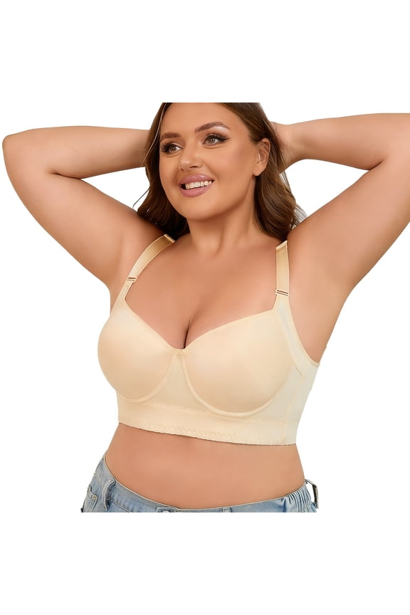Large Bust Oversize Sticky Bra Push Up for Women High Support And Lift No Wire Soft Wireless Adjustable Supportive Womens Bras Beige