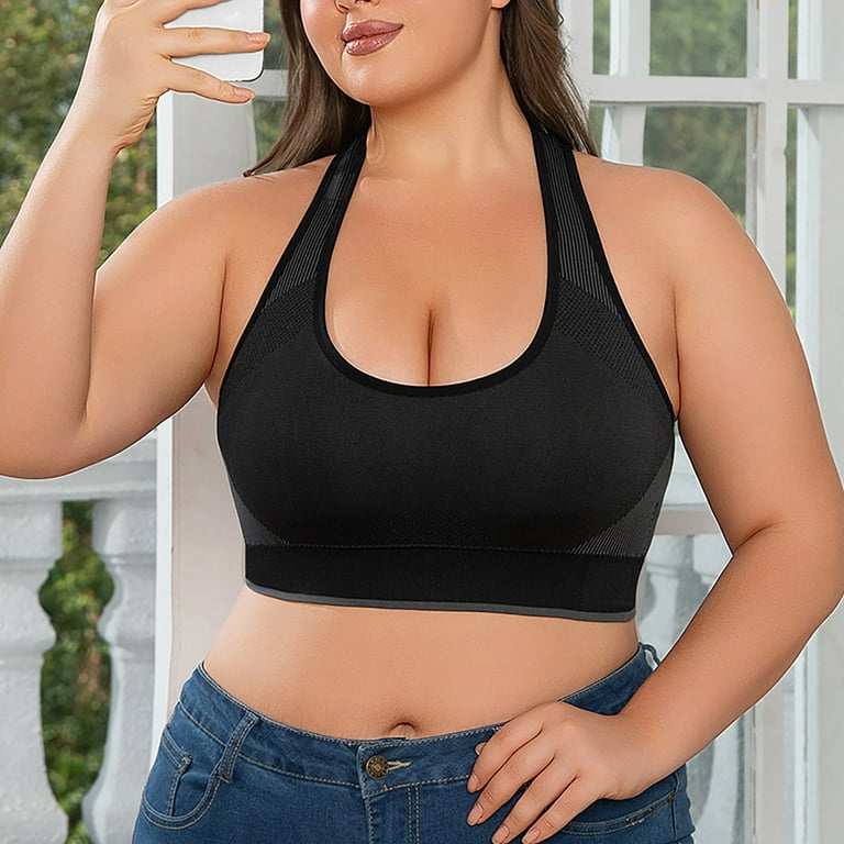 Large Bust Sports Bra Plus Size Bra Women Push Up Bra Yoga Bras Work Out Bras Gym Adjustable Strap Sports Bra S Solid Color Oversized Yoga Fitness Back Shaping Quick Drying Sports