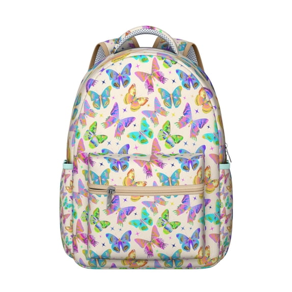 "Large Butterfly Print Backpack - School Bookbag with Padded Laptop Sleeve, Comfortable Shoulder Straps, Trendy Floral Design for Teens & Adults"