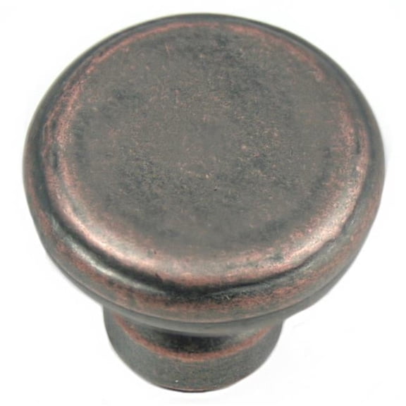 Large Button Knob - Riverstone - Antique Copper