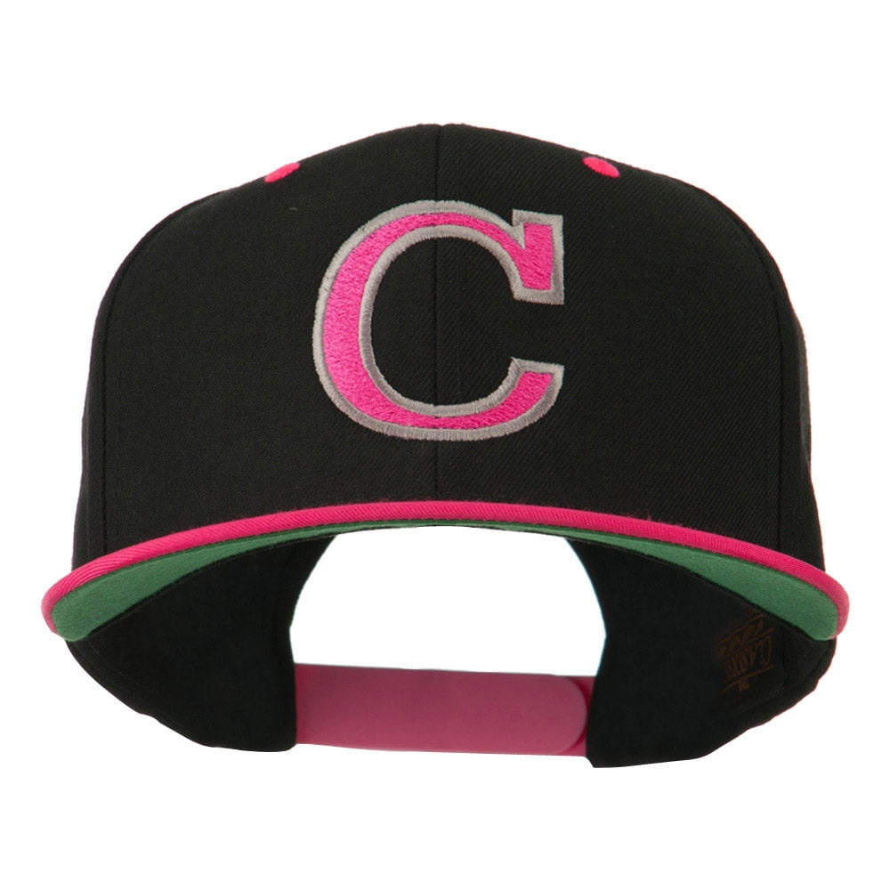 Large C Outline Embroidered Cap - Black Pink OSFM - Walmart.com