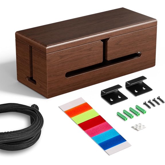 Large Cable Management Box-Stylish Wire Organizer, Wire Concealer and Wire Management Box-Wire Management Box with Protective Sleeve