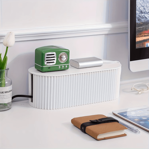 Large Cable Management Box with Lid, Portable Desktop Wire Organizer for Hiding Power Strips and Sorting Cables at Home or Office