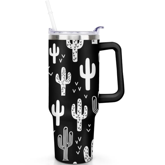 Large Cactus Tumbler 40oz, Leakproof Flip Straw Lid, Keeps Ice 24 Hours, Perfect for Summer Drinks