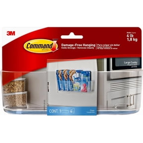Large Caddy, Holds up to 4 lb, 8.6" x 3.1" x 3", 1 Caddy with 4 Command Strips, Damage Free Organization Wall Mount to Cabinet, Kitchen, Pantry, Closet, or Under Sink