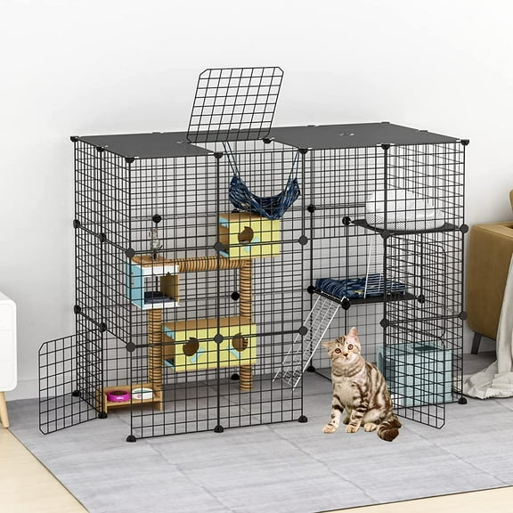 Large  Cage Enclosure  Playpen Detachable Metal Wire Indoor DIY Kennels Crate Large Exercise Place 2x3x4 Ideal for 1-4 Cats