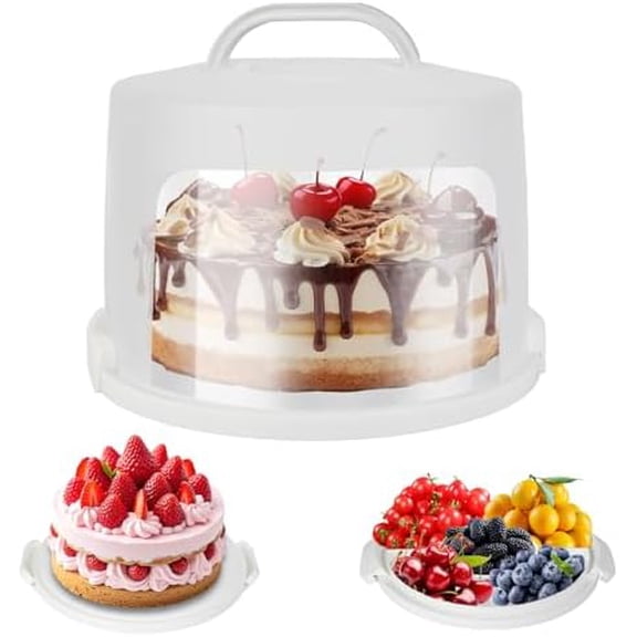 Large Cake Carrier with lid and Handle, Multipurpose Cake Stand with Lid for 11" Cake, Pie, Plastic Cake Container$$Home Decor, Kitchen, & Other