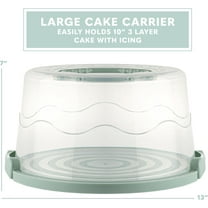 Large Cake with Lid and Foldable Handles - Multifunctional Serving Platter - Green 13 x 13 x Inch