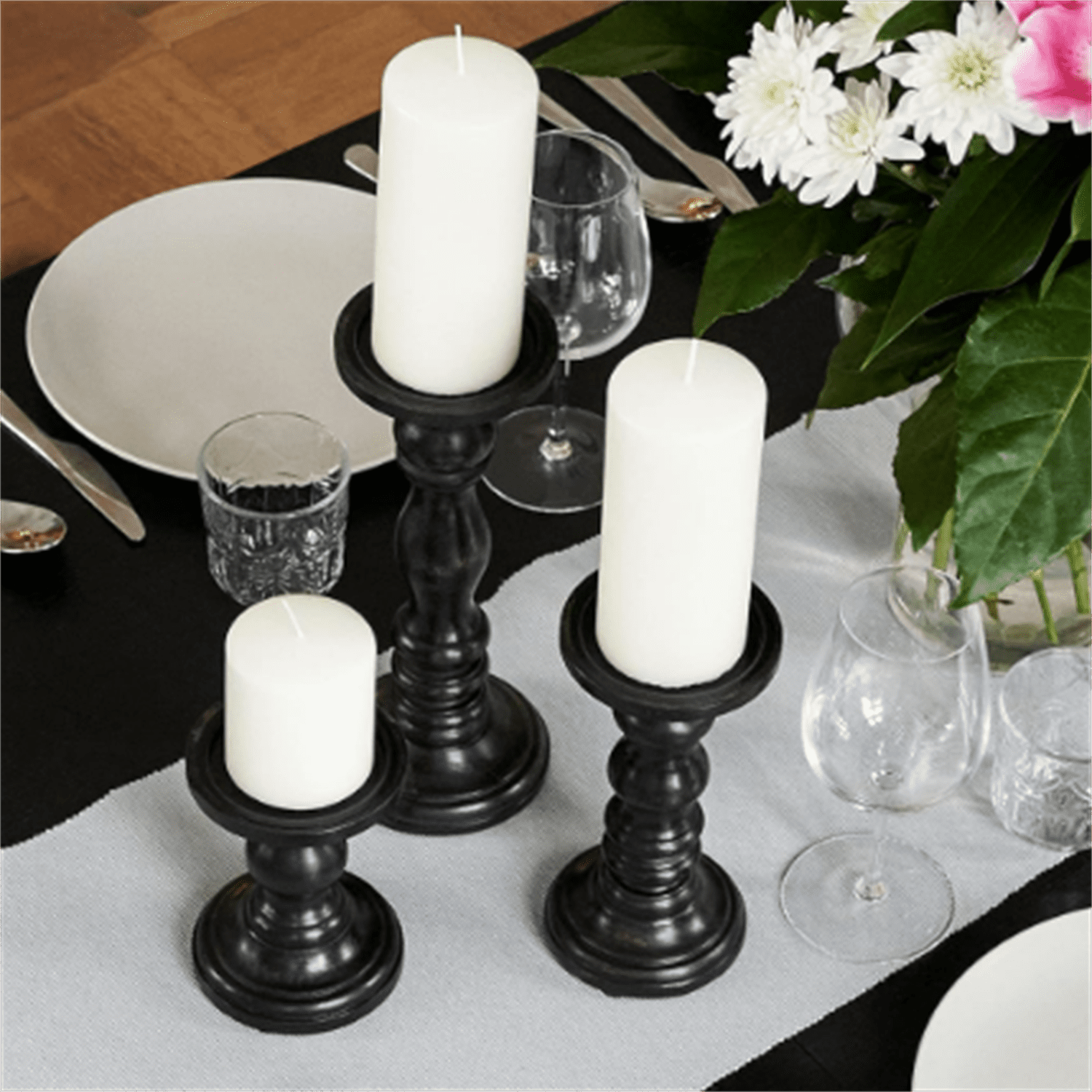 Large Candle Holders for Pillar Candles - Decorative Rustic Centerpiece ...