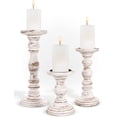 thumbnail image 1 of Large Candle Holders for Pillar Candles - Rustic Farmhouse Style Home Decor - Perfect for Table Centerpieces, Coffee Table or Fireplace Mantel - 3 Piece Set - Rustic White, 1 of 7