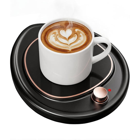 Large Candle Warmer Plate, 2-Temp Setting (131 & 113) & Fast Heating, Elegant Desk Warmer for Coffee/Tea/Milk/Candle, Ideal Office Home Gift (Black)