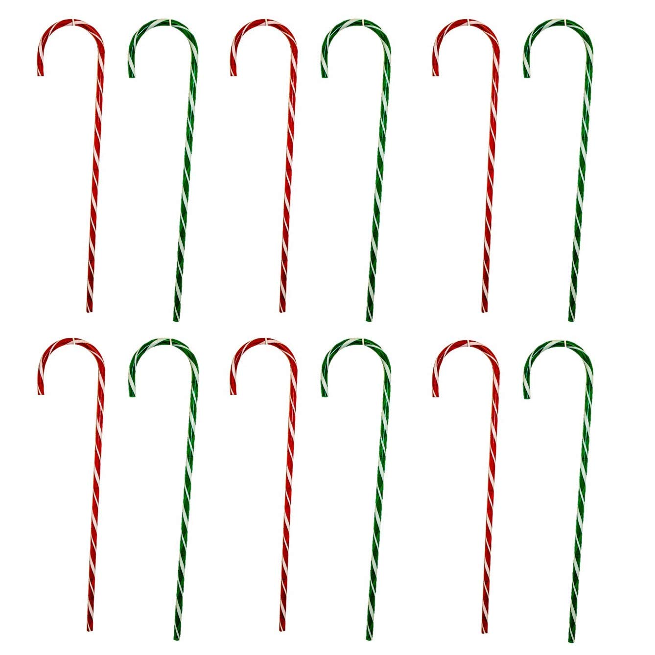Large Candy Cane Decorations (12 Pack) Outdoor Christmas Decor, Red and
