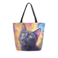 thumbnail image 1 of Large Canvas Bag 13.5x5.1x15 Inch Canvas Bag Shopping Canvas Bag Suitable For Outing Shopping Travel Out Of Large Capacity Storage Colorful Cute Cat, 1 of 9