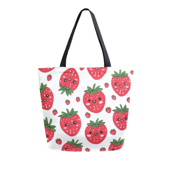 Large Canvas Bag 13.5x5.1x15 Inch Canvas Bag Shopping Canvas Bag Suitable For Outing Shopping Travel Out Of Large Capacity Storage Lovely Strawberry
