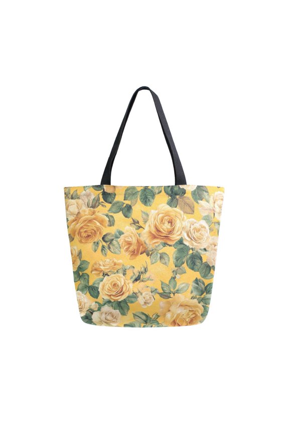 Large Canvas Bag 13.5x5.1x15 Inch Canvas Bag Shopping Canvas Bag Suitable For Outing Shopping Travel Out Of Large Capacity Storage Pretty Yellow Rose
