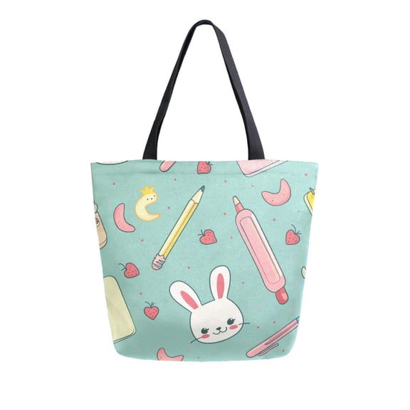 Large Canvas Bag 13.5x5.1x15 Inch Canvas Bag Shopping Canvas Bag Suitable For Outing Shopping Travel Out Of Large Capacity Storage Rabbit Pencil
