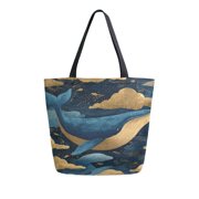 Large Canvas Bag 13.5x5.1x15 Inch Canvas Bag Shopping Canvas Bag Suitable For Outing Shopping Travel Out Of Large Capacity Storage Sky Whale Cartoon