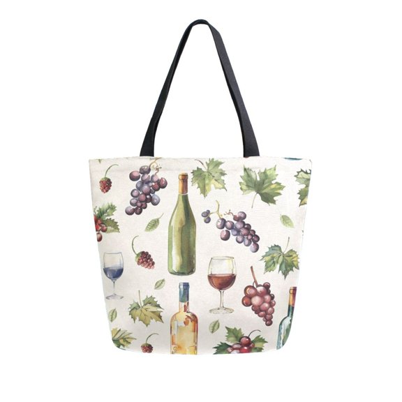 Large Canvas Bag 13.5x5.1x15 Inch Canvas Bag Shopping Canvas Bag Suitable For Outing Shopping Travel Out Of Large Capacity Storage Wine Bottle