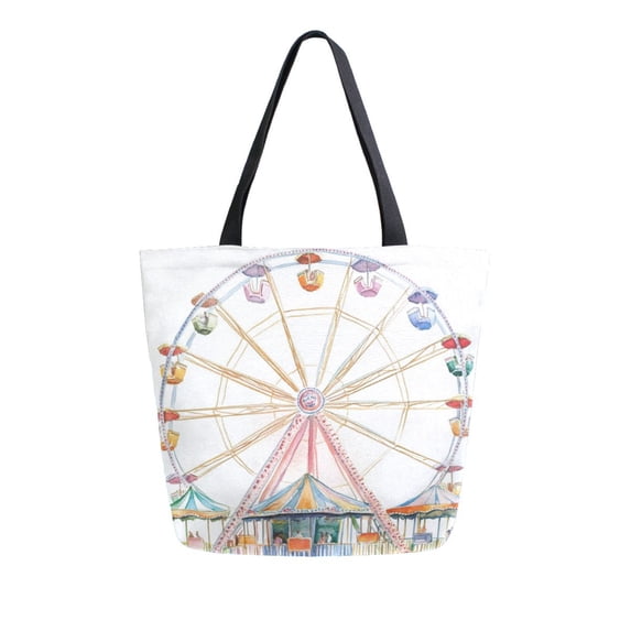 Large Canvas Bag 13.5x5.1x15 Inch Canvas Bag Shopping Canvas Bag Suitable For Outing Shopping Travel Out Of Large Capacity Storage Beautiful Ferris Wheel