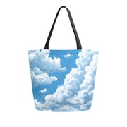 Large Canvas Bag 13.5x5.1x15 Inch Canvas Bag Shopping Canvas Bag Suitable For Outing Shopping Travel Out Of Large Capacity Storage Blue Sky and White Clouds