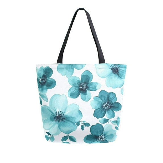 Large Canvas Bag 13.5x5.1x15 Inch Canvas Bag Shopping Canvas Bag Suitable For Outing Shopping Travel Out Of Large Capacity Storage Cartoon Navy Flowers Seamless