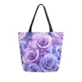 thumbnail image 1 of Large Canvas Bag 13.5x5.1x15 Inch Canvas Bag Shopping Canvas Bag Suitable For Outing Shopping Travel Out Of Large Capacity Storage Cartoon Purple Roses, 1 of 9