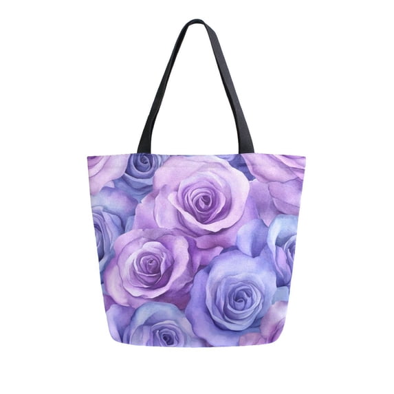 Large Canvas Bag 13.5x5.1x15 Inch Canvas Bag Shopping Canvas Bag Suitable For Outing Shopping Travel Out Of Large Capacity Storage Cartoon Purple Roses
