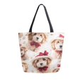 thumbnail image 1 of Large Canvas Bag 13.5x5.1x15 Inch Canvas Bag Shopping Canvas Bag Suitable For Outing Shopping Travel Out Of Large Capacity Storage Yellow Christmas Puppy, 1 of 9