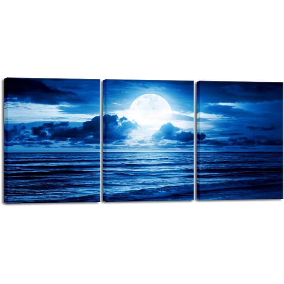 Large Canvas Bedroom Wall Art Beach Blue Sea Blue Sky Print Picture Wall Decor for Living Room Bathroom Modern Home Decor ArtworkCoastal Wall Decorations(Only canvas)